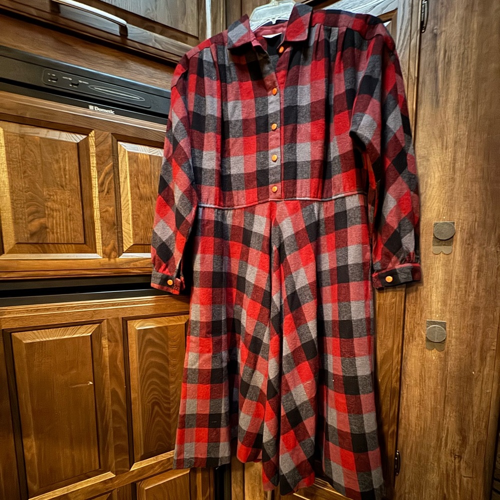 Christian Dior Plaid Wool Dress. SZ XL to 1X.